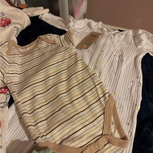 Carter's Beige and White Striped Onesie